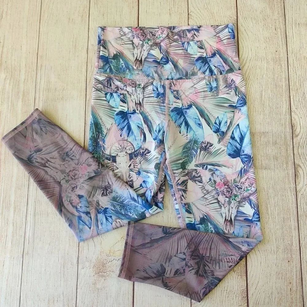 Evolution and Creation high rise tropical foliage dream catcher legging sz S